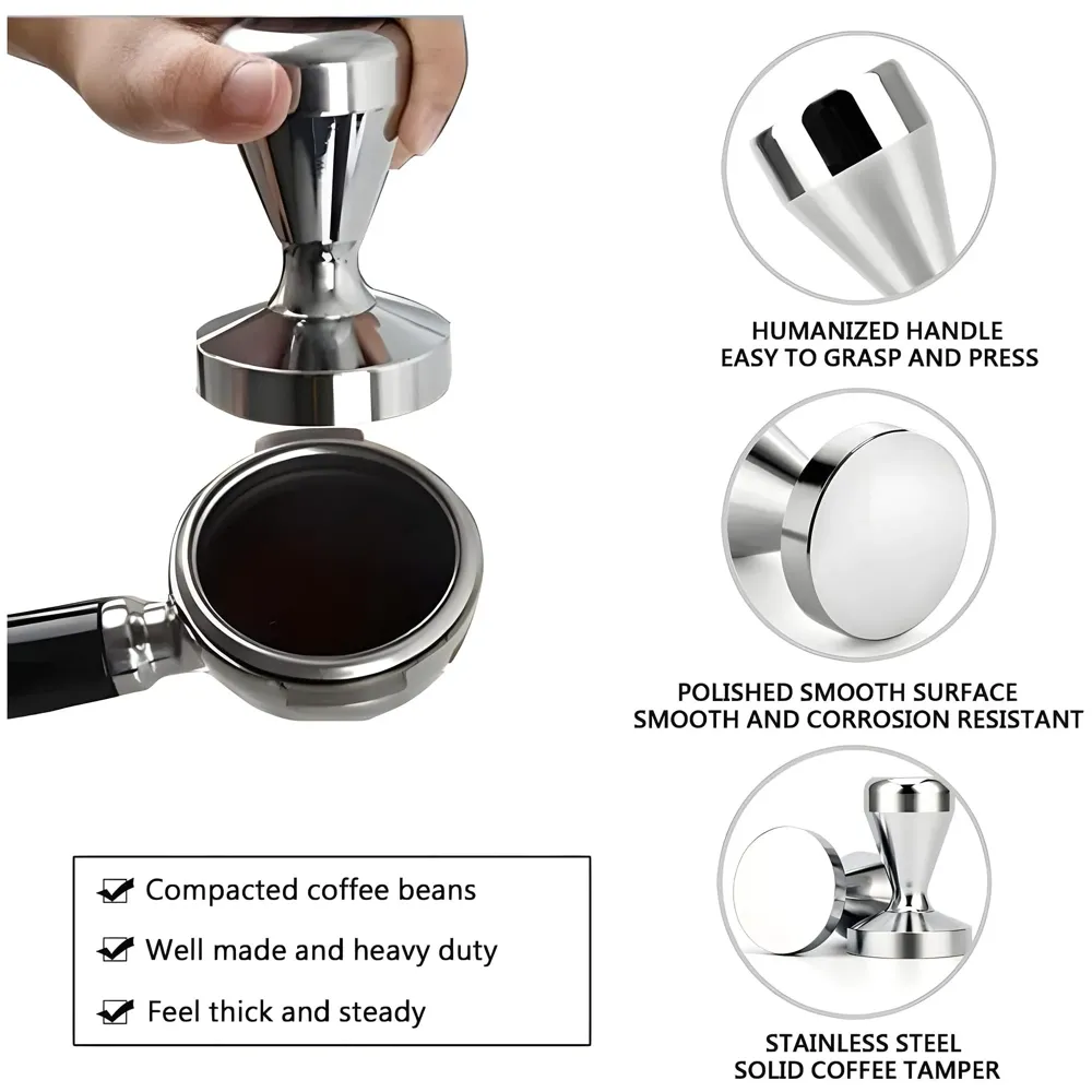 Coffee Tamper – 58 mm, Espresso Tamper, Coffee Bean Press Crema, Barista-Grade Tool for Home & Café, Accessories Coffee Powder Presser - 58 x 80 mm