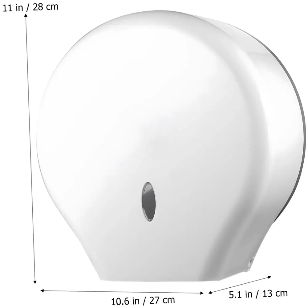 Commercial Toilet Paper Dispenser, Wall Mount ABS 11 Inch Roll Toilet Paper Holder Tissue Dispenser with Lock Key for Malls, Public Toilets, Waterproof, White – 28Cm Round