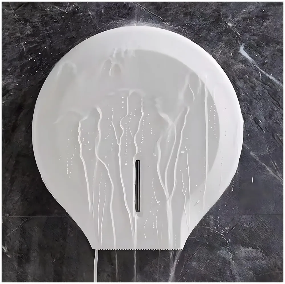 Commercial Toilet Paper Dispenser, Wall Mount ABS 11 Inch Roll Toilet Paper Holder Tissue Dispenser with Lock Key for Malls, Public Toilets, Waterproof, White – 28Cm Round