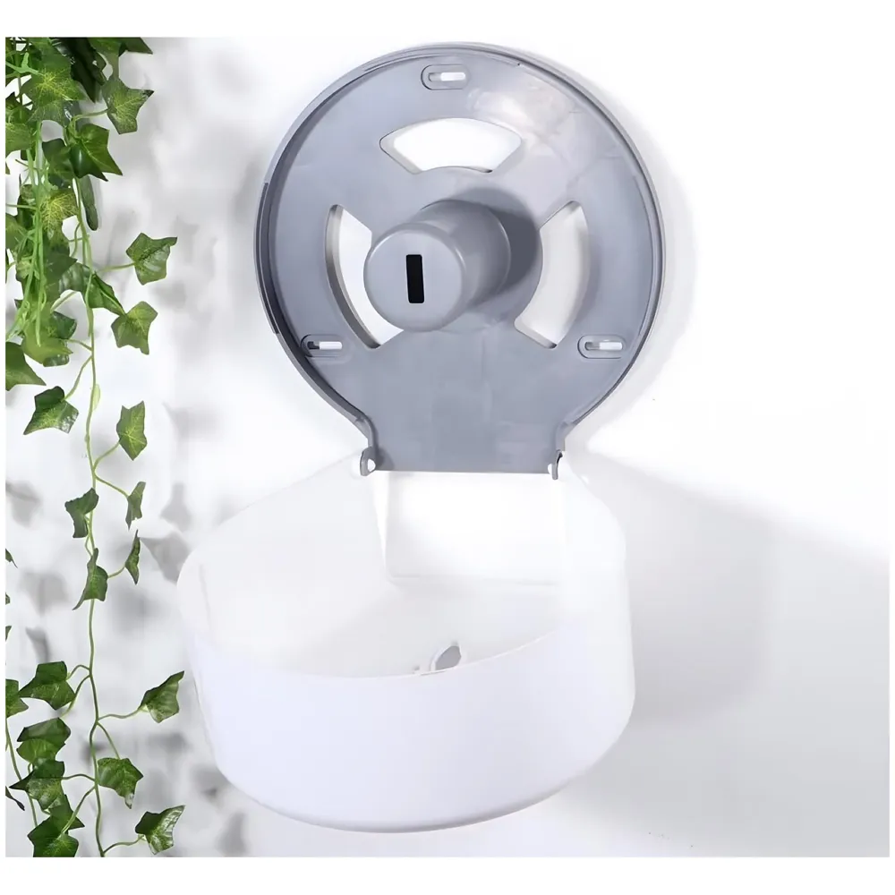 Commercial Toilet Paper Dispenser, Wall Mount ABS 11 Inch Roll Toilet Paper Holder Tissue Dispenser with Lock Key for Malls, Public Toilets, Waterproof, White – 28Cm Round