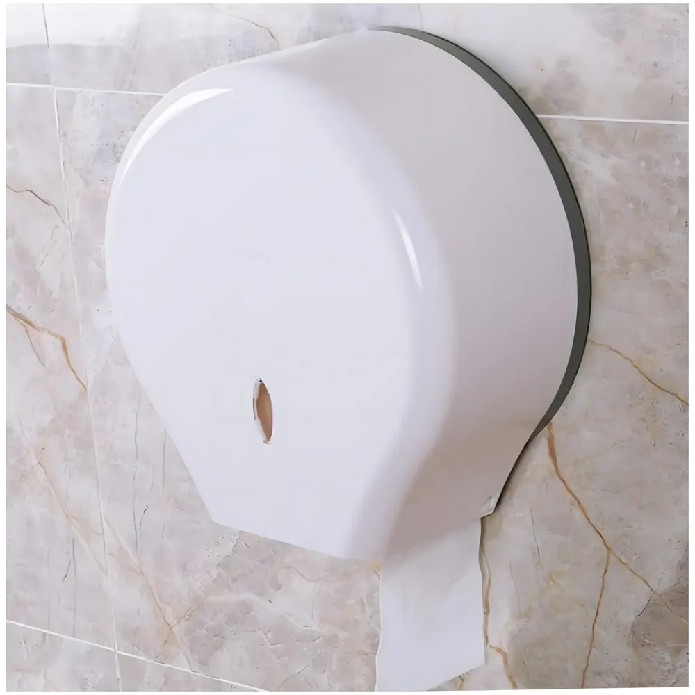 Commercial Toilet Paper Dispenser, Wall Mount ABS 11 Inch Roll Toilet Paper Holder Tissue Dispenser with Lock Key for Malls, Public Toilets, Waterproof, White – 28Cm Round