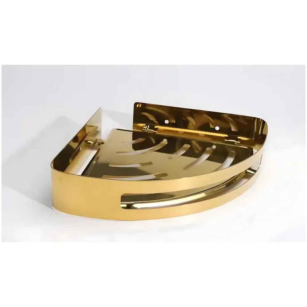Gold Wall Mount Bathroom Corner Shelf Shower Caddy Wall Shelf Holder Anti Rust, Installation Kit Included Golden Colour 1 PC