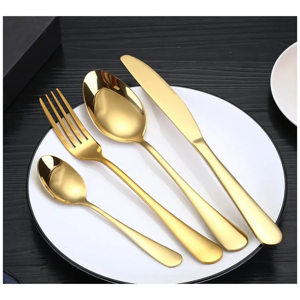 Cutlery Set, 12 Pcs Modern Pieces Gold Stainless Steel Flatware for Daily Use, Party, Restaurants (12 Pc)