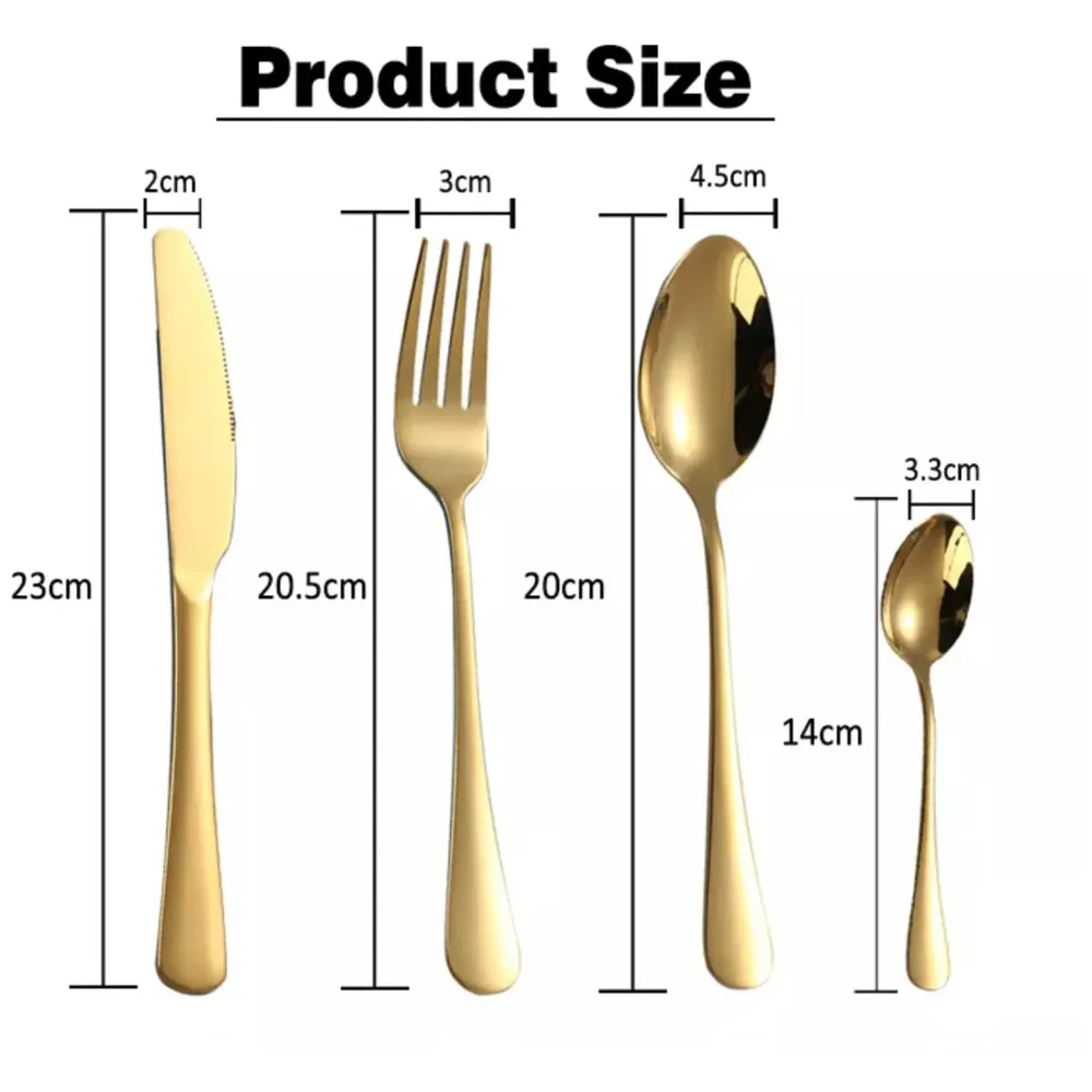 Cutlery Set, 12 Pcs Modern Pieces Gold Stainless Steel Flatware for Daily Use, Party, Restaurants (12 Pc)
