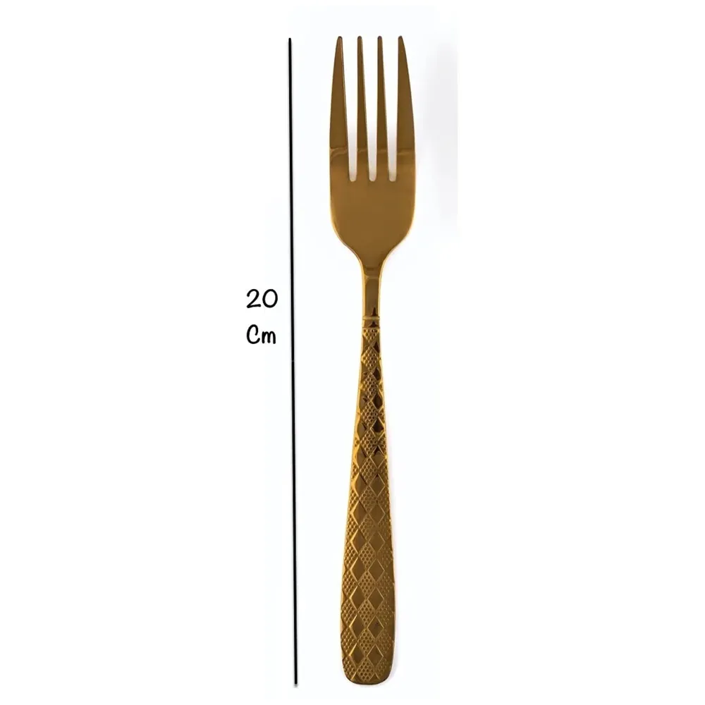 Cutlery Set, Modern Pieces Gold Stainless Steel Flatware for Daily Use, Party, Restaurants (Golden Fork)