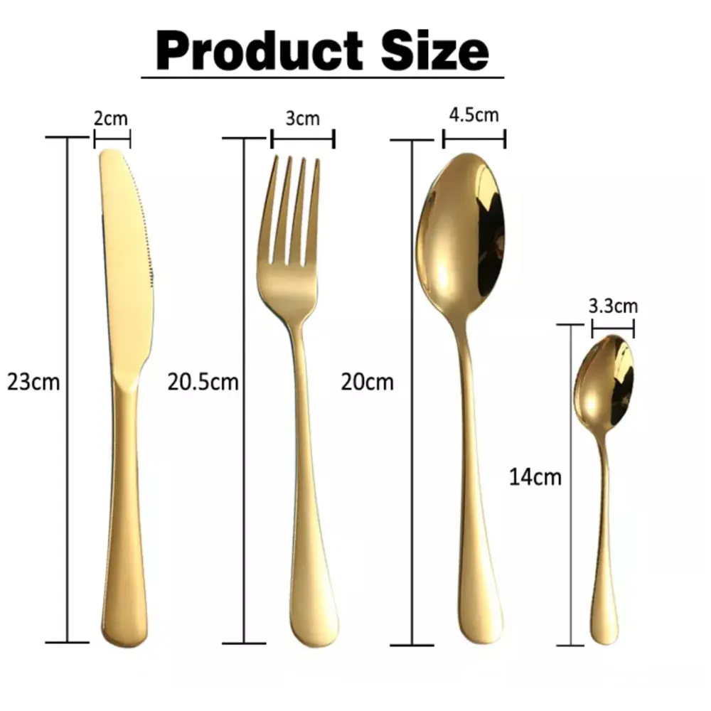 Cutlery Set, Modern Pieces Gold Stainless Steel Flatware for Daily Use, Party, Restaurants (24 Pc)