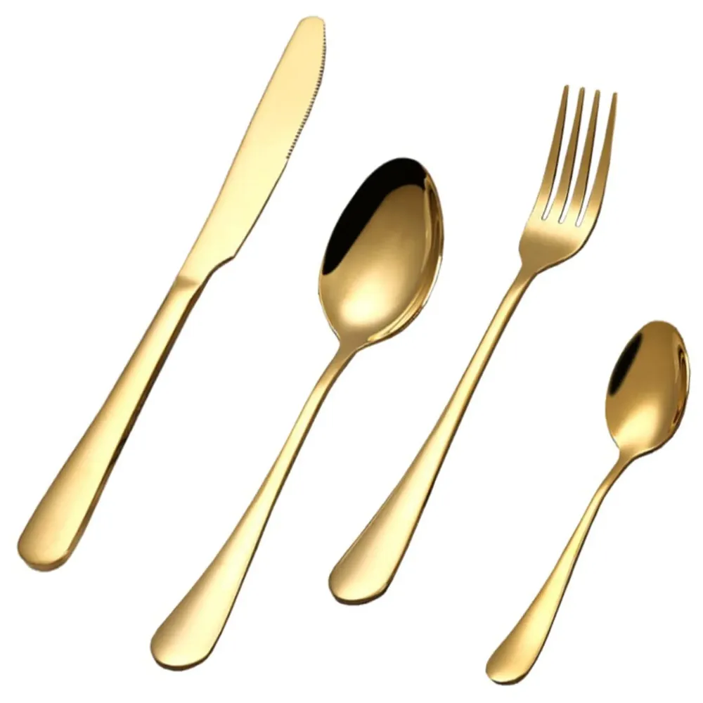 Cutlery Set, Modern Pieces Gold Stainless Steel Flatware for Daily Use, Party, Restaurants (24 Pc)