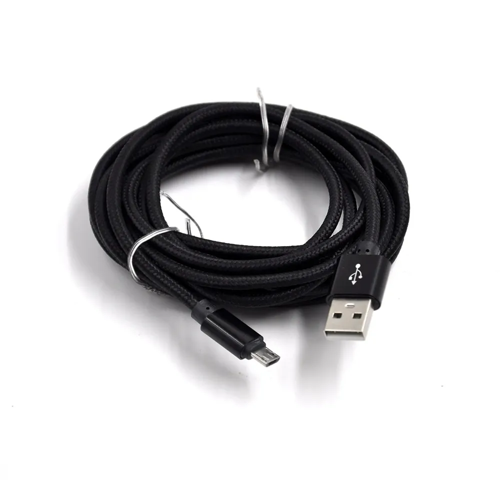 10 Feet Long Braided LAZY CORD ~ For PS4 And Xbox Controllers ~ Charge While Playing Comfortably~ Micro USB (Black)