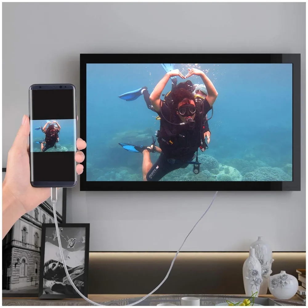 Cable Type C to HDMI 4K Cable Thunderbolt 3 Compatible, Male to Male, Compatible MacBook Pro/MacBook iMac 2017/Chromebook Pixel/Yoga 910/ XPS 13 - 4