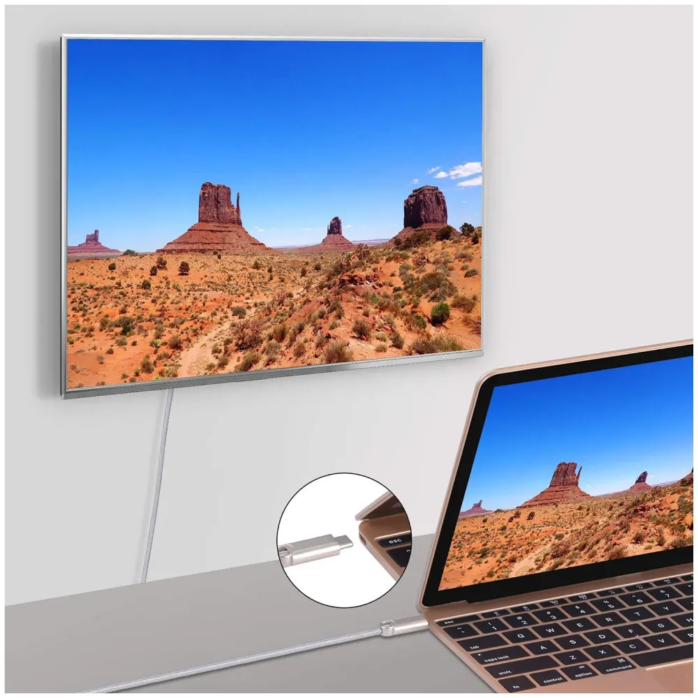 Cable Type C to HDMI 4K Cable Thunderbolt 3 Compatible, Male to Male, Compatible MacBook Pro/MacBook iMac 2017/Chromebook Pixel/Yoga 910/ XPS 13 - 5