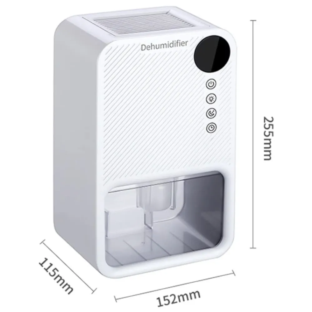 Electric Dehumidifier For Small Rooms And Offices, 1100ML Tank With LCD Display And 7 Ambient Lights, Auto Shut Off Dehumidifier White - 22.5cm x 15cm x 11cm - 8