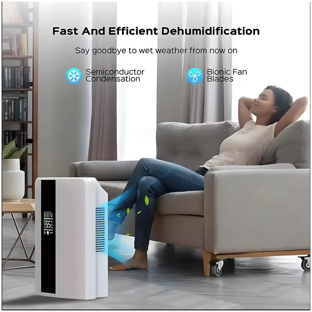 700 sqft Dehumidifier For Rooms And Offices, 2200ML Tank With LCD Display And Remote, Auto Shut Off Dehumidifier White