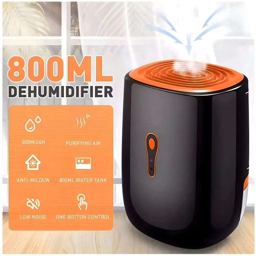 Quiet and Portable Dehumidifier for Home and Bathroom, Moisture Absorbing with Automatic Shut-Off, Tank 800 ml, Energy Saving, Ideal for Mold and Moisture - 2