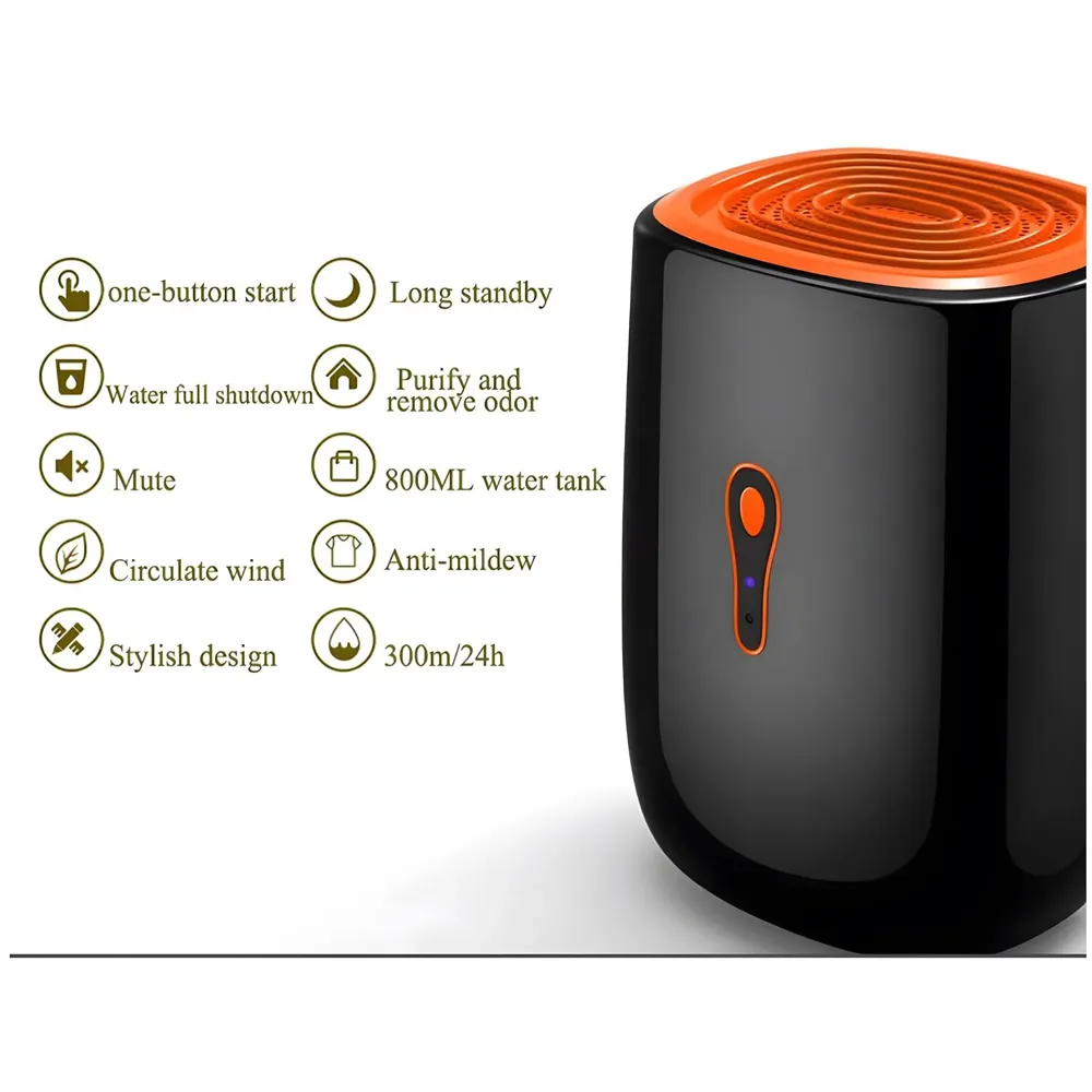 Quiet and Portable Dehumidifier for Home and Bathroom, Moisture Absorbing with Automatic Shut-Off, Tank 800 ml, Energy Saving, Ideal for Mold and Moisture - 5