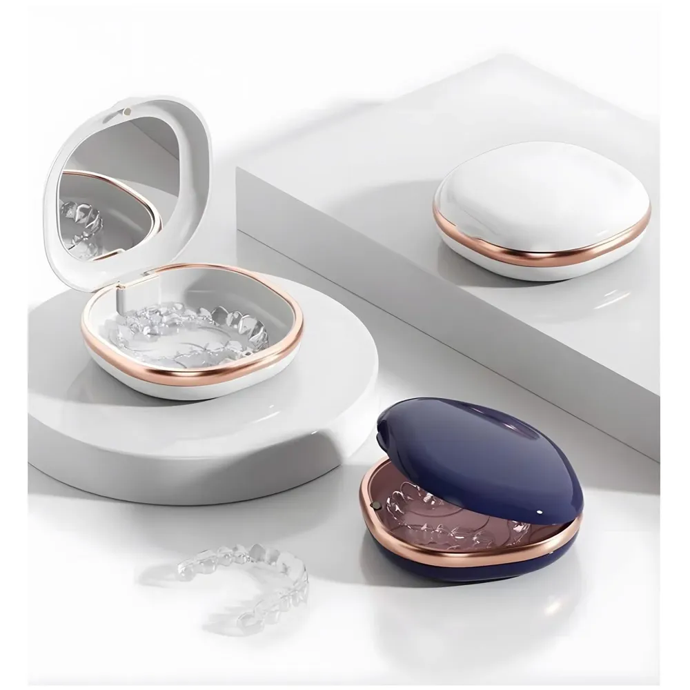 denture box fake teeth box storage travel portable home retainer case, Magnetic Close – 3.3 inch x 3.2 inch, White colour - 5