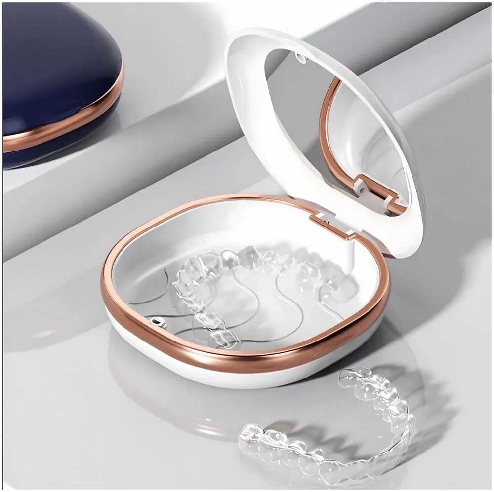 denture box fake teeth box storage travel portable home retainer case, Magnetic Close – 3.3 inch x 3.2 inch, White colour - 6