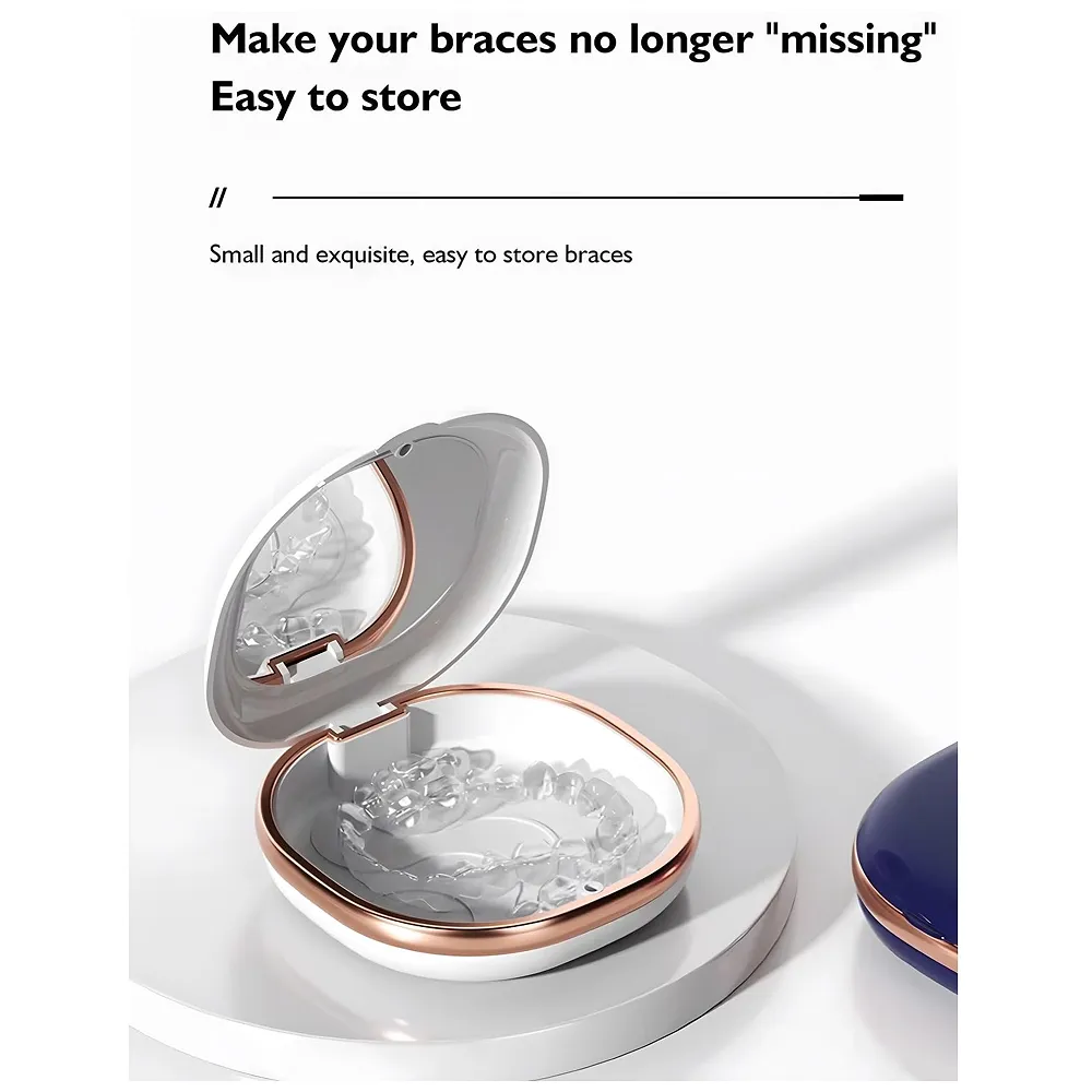 Denture Box Retainer Case Magnetic 3.3 x 3.2 Inch White Travel