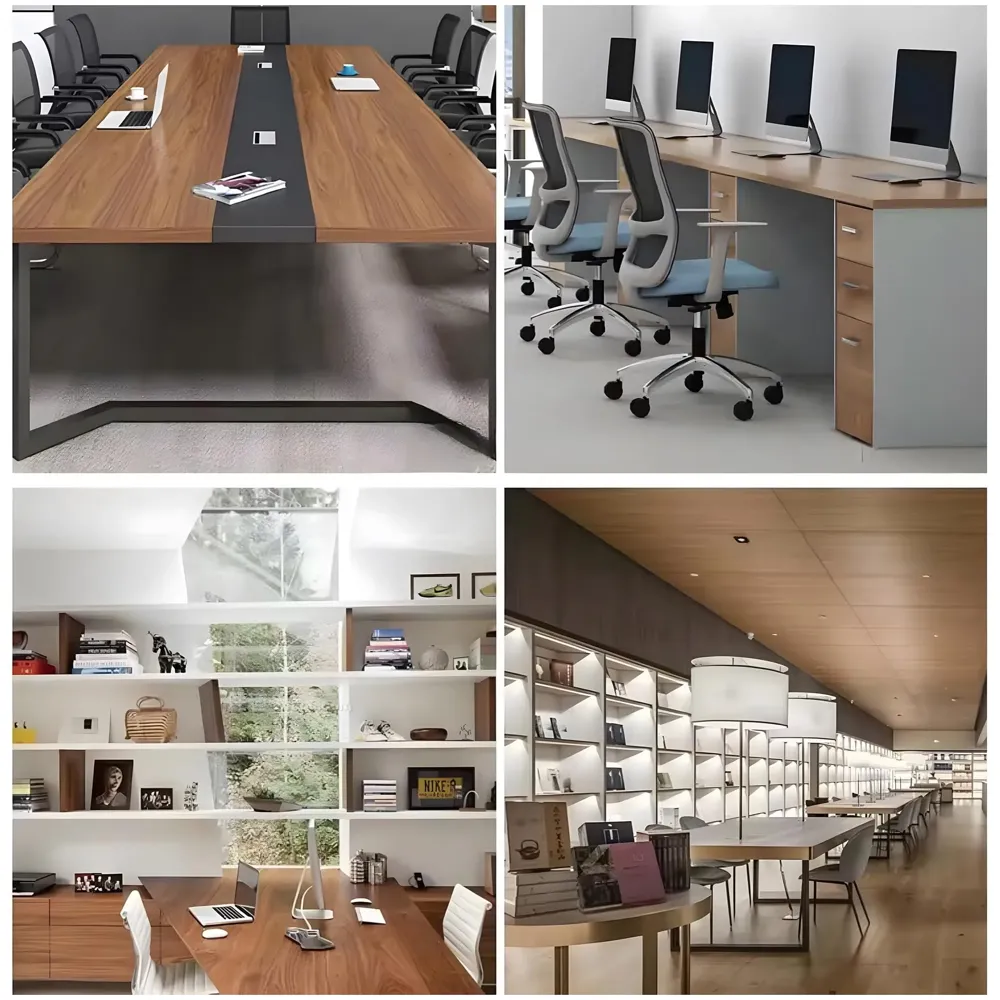 28 Cm Aluminum Office Desk Wire Cable Hole Cover with Dust Proof Brushes for Computers Work Rectangular Metal Organizer Stylish Desk Accessory Wire Manager Concealed. 280 mm x 80 mm Black - 6