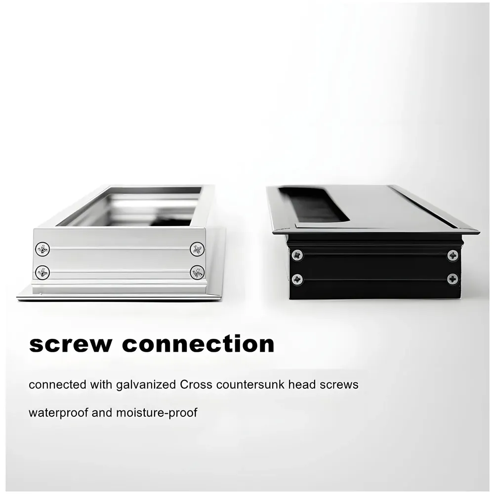 Office Desk Wire Cable Hole Cover Aluminum with Dust Proof Brushes for Computers Work Rectangular Metal Organizer Stylish Desk Accessory Wire Manager Concealed System. 160 mm x 80 mm Black