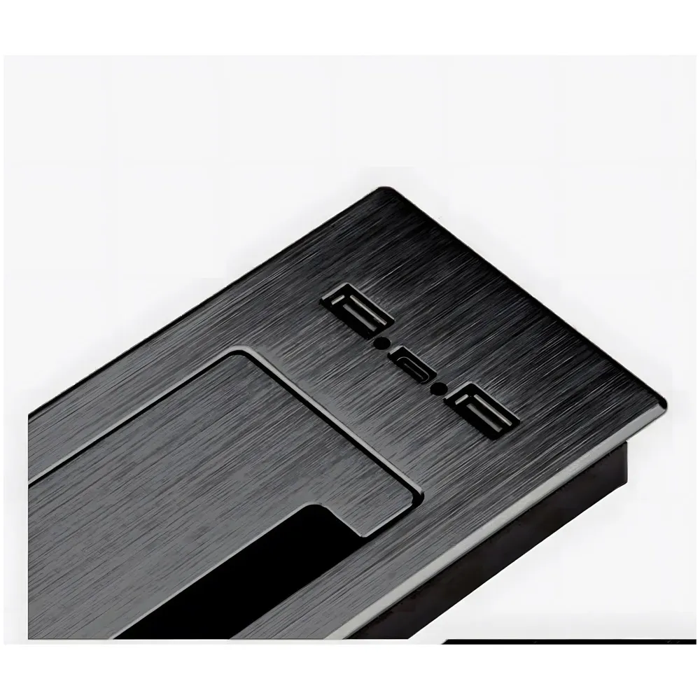Office Desk Wire Cable Hole Cover Aluminum Soft Closing with USB for Computers Work Rectangular Metal Organizer Desk Accessory Wire Manager Concealed System. 200 mm x 90 mm Black - 5
