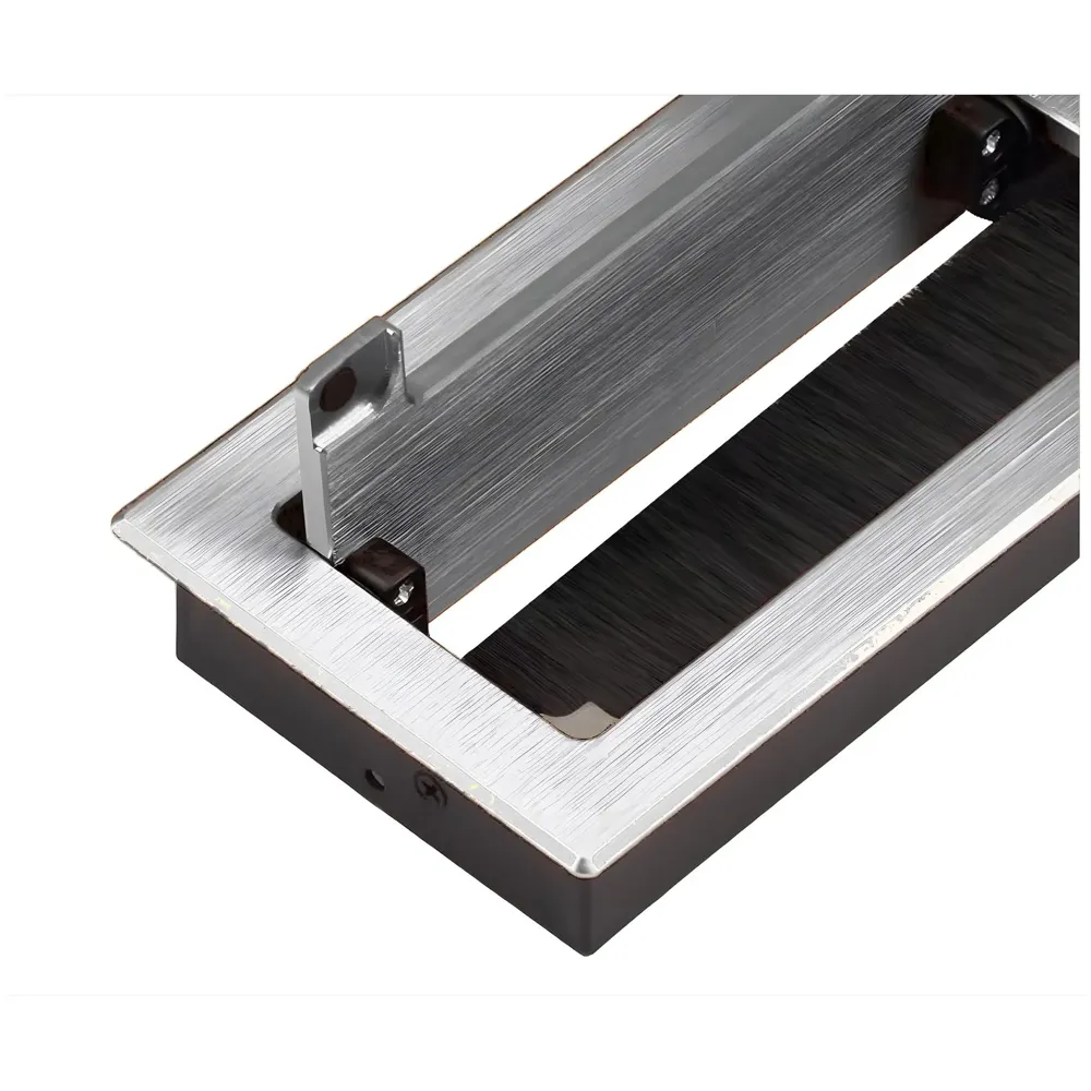 Office Desk Wire Cable Hole Cover Aluminum Soft Closing with USB for Computers Work Rectangular Metal Organizer Desk Accessory Wire Manager Concealed System. 200 mm x 90 mm Silver - 6