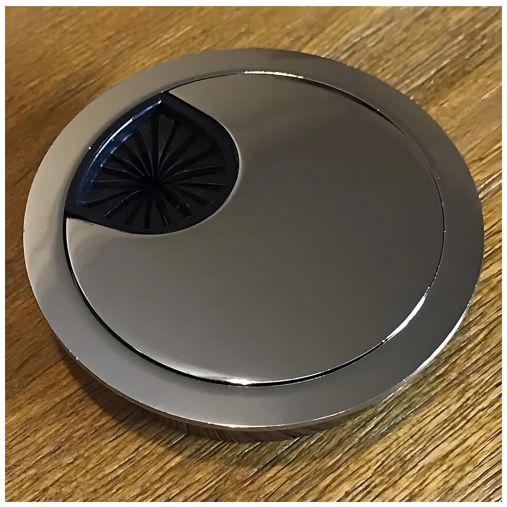 Desk Cable Cover Round Grommet Chrome Aluminium 68 mm for Desk