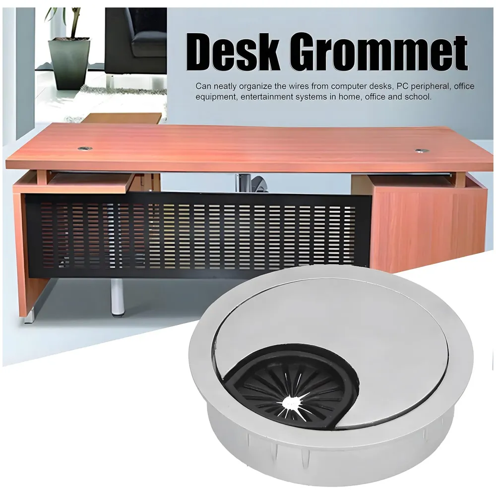4 Pcs 6.8 Cm PVC Round Office Desk Wire Cable Hole Cover with Dust Proof Brushes for Computers Work Rectangular PVC Organizer Desk Accessory Wire Manager. 68 mm
