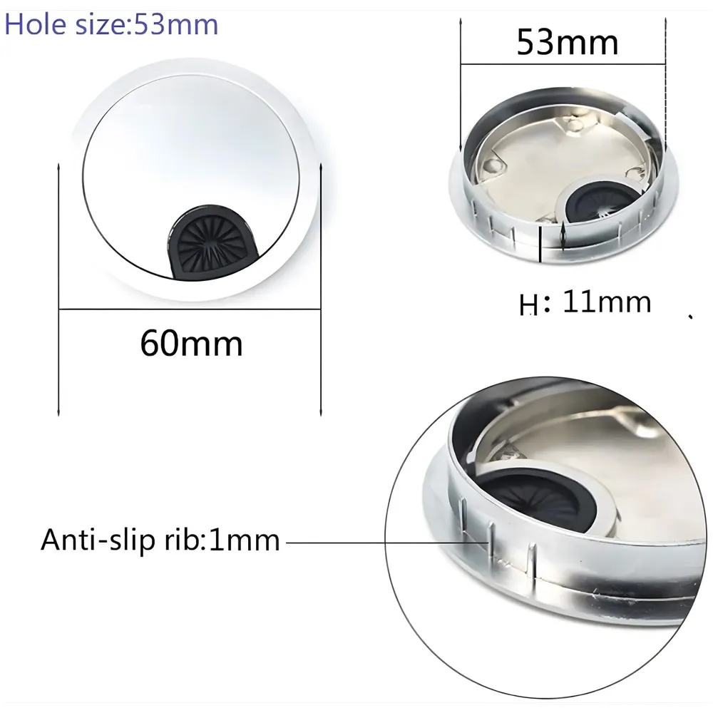 4 Pcs 6.8 Cm PVC Round Office Desk Wire Cable Hole Cover with Dust Proof Brushes for Computers Work Rectangular PVC Organizer Desk Accessory Wire Manager. 68 mm