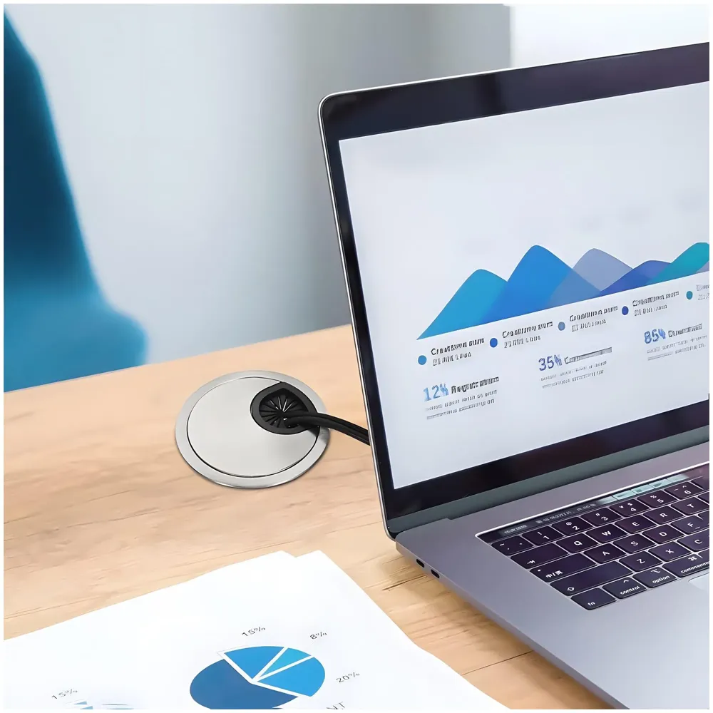 4 Pcs 6.8 Cm PVC Round Office Desk Wire Cable Hole Cover with Dust Proof Brushes for Computers Work Rectangular PVC Organizer Desk Accessory Wire Manager. 68 mm