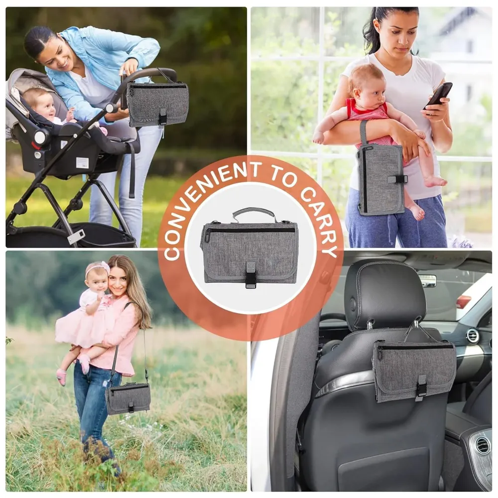 Diaper Bag with Changing Station Smart Wipes Pockets Waterproof, Foldable Mat for Baby Diaper, Travel, & Walking One-Hand Diaper - 2