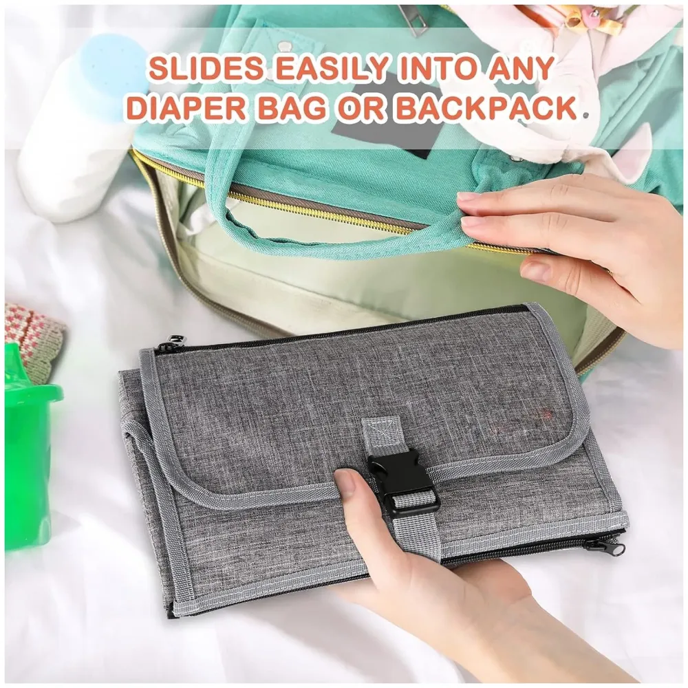 Diaper Bag with Changing Station Smart Wipes Pockets Waterproof, Foldable Mat for Baby Diaper, Travel, & Walking One-Hand Diaper