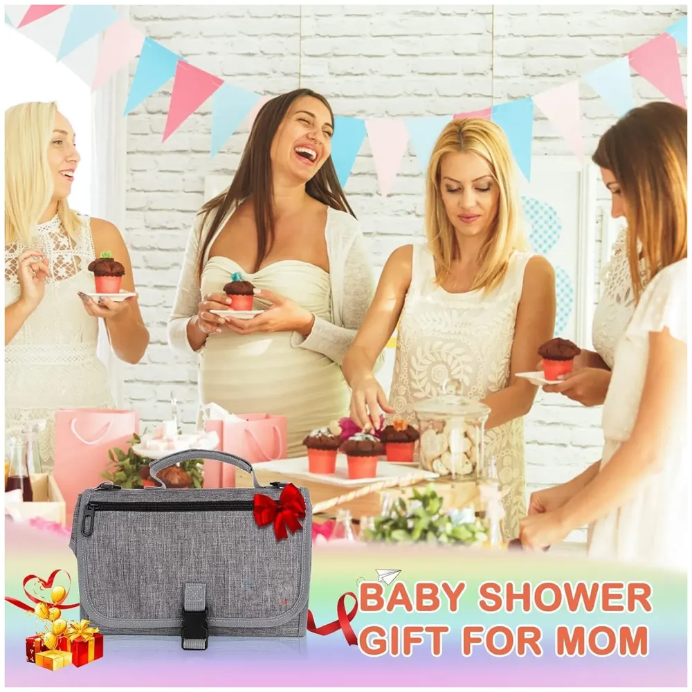 Diaper Bag with Changing Station Smart Wipes Pockets Waterproof, Foldable Mat for Baby Diaper, Travel, & Walking One-Hand Diaper