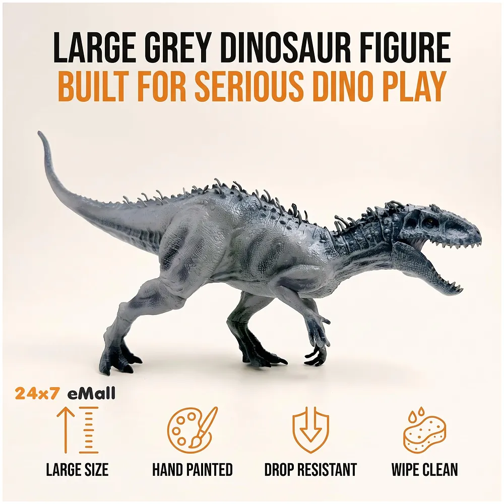 Dinosaur Toy Dinosaur Action Figure Kids Toys Realistic Large Model Size – 38 X 20 Cm - Grey T-Rex Tyrannosaurus rex