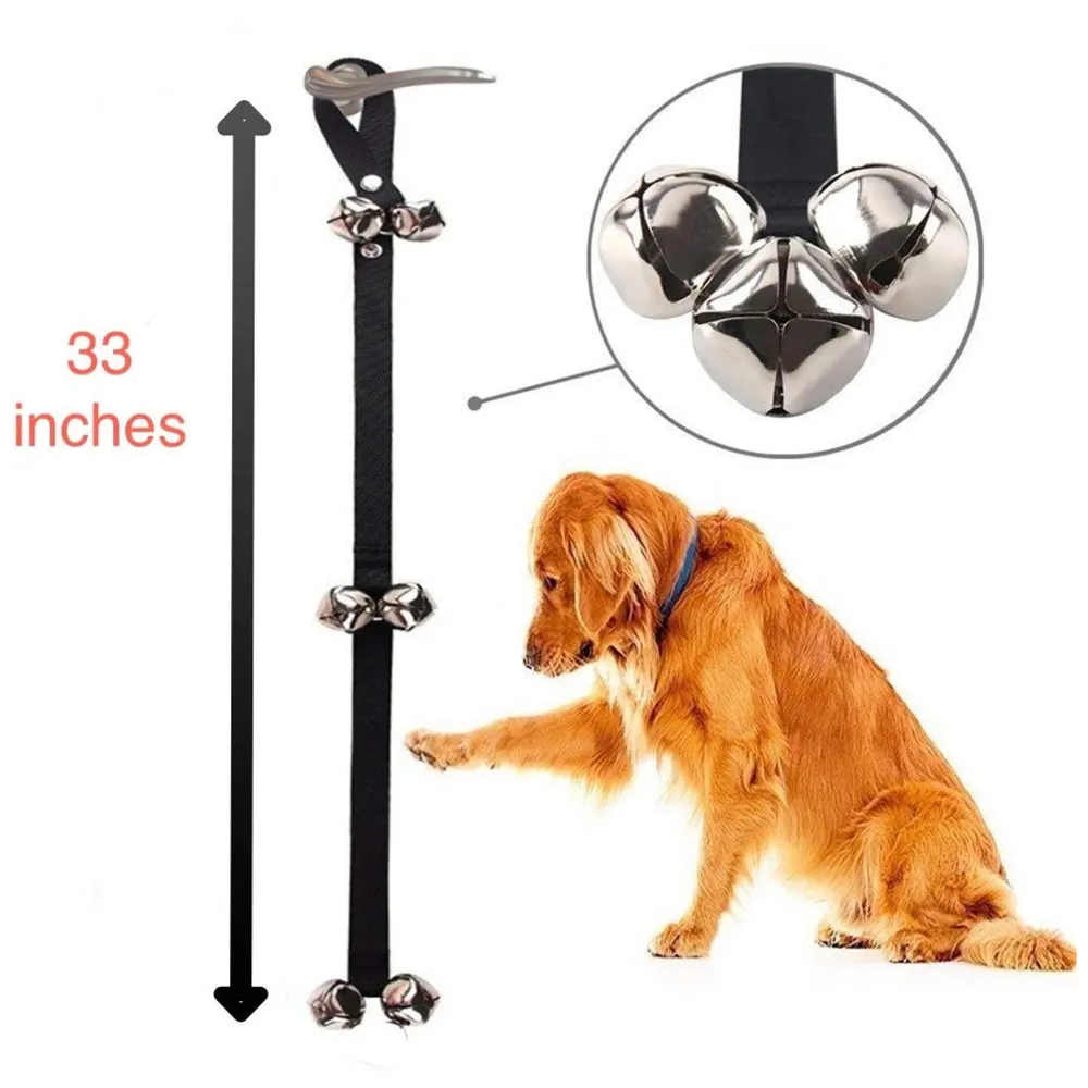 Dog Doorbells Training Potty Great Dog Bells Adjustable Door Bell Dog Bells for Potty Training Your Puppy The Easy Way Small and Large Breeds. (Black)