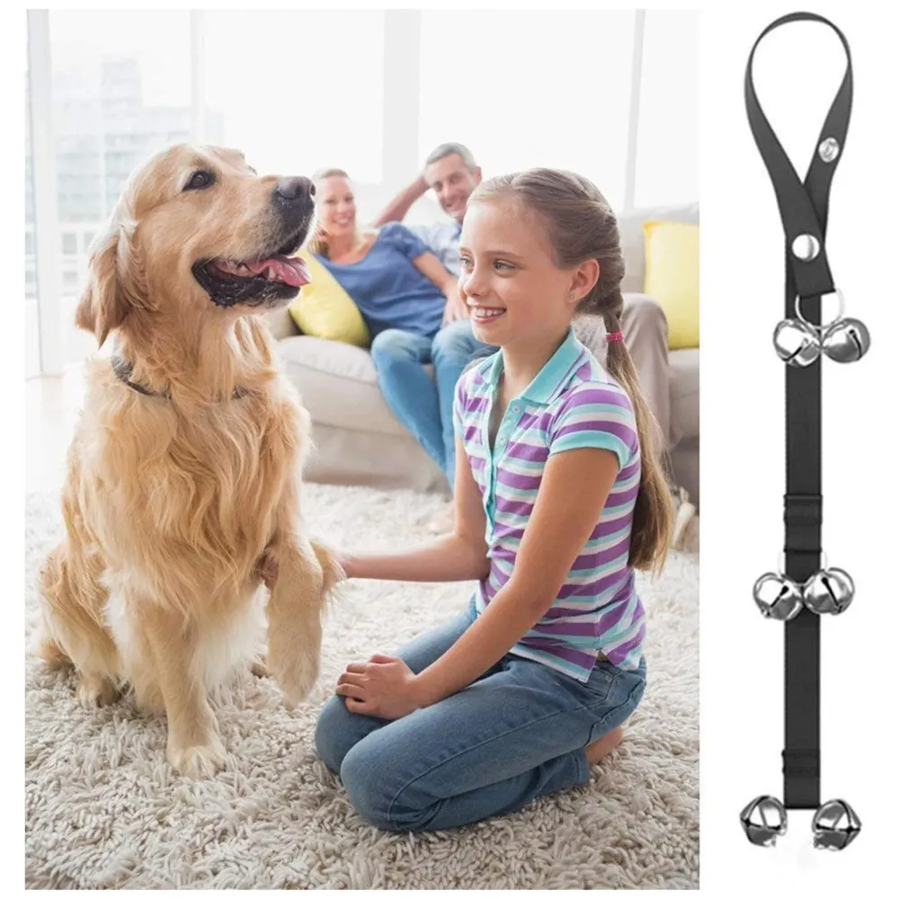 Dog Doorbells Training Potty Great Dog Bells Adjustable Door Bell Dog Bells for Potty Training Your Puppy The Easy Way Small and Large Breeds. (Black)