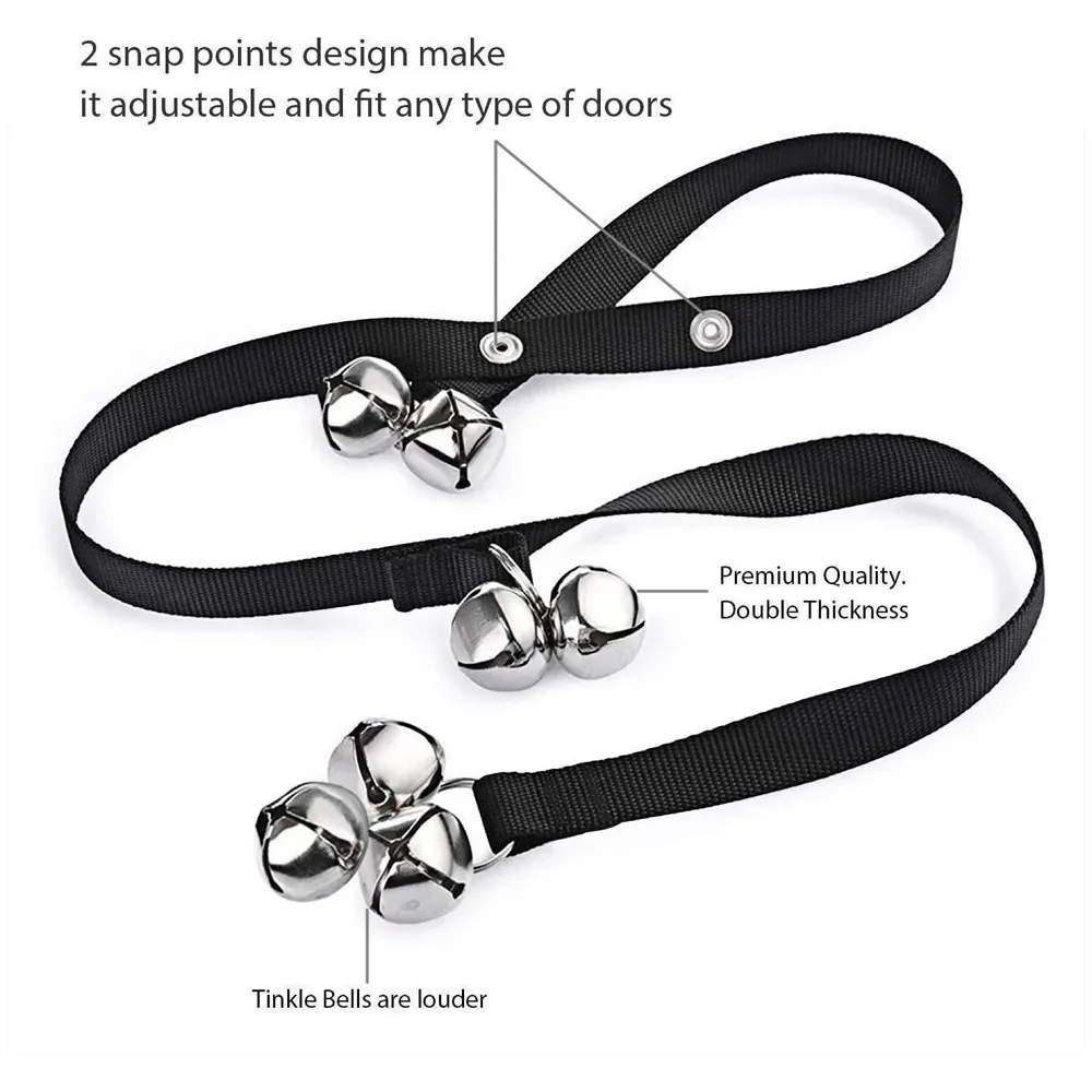 Dog Doorbells Training Potty Great Dog Bells Adjustable Door Bell Dog Bells for Potty Training Your Puppy The Easy Way Small and Large Breeds. (Black)