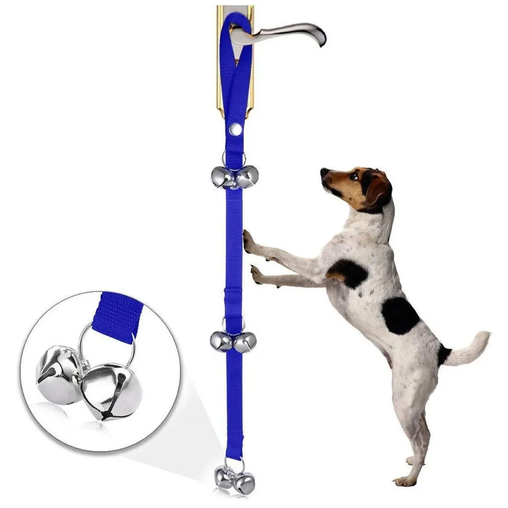 Dog Doorbells Training Potty Great Dog Bells Adjustable Door Bell Dog Bells for Potty Training Your Puppy The Easy Way Small and Large Breeds. (Blue)