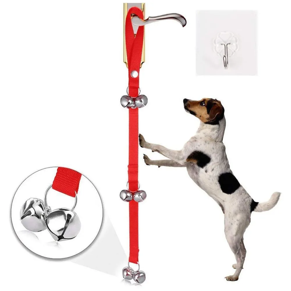 Dog Doorbells Training Potty Great Dog Bells Adjustable Door Bell Dog Bells for Potty Training Your Puppy The Easy Way Small and Large Breeds. (Red) - 2