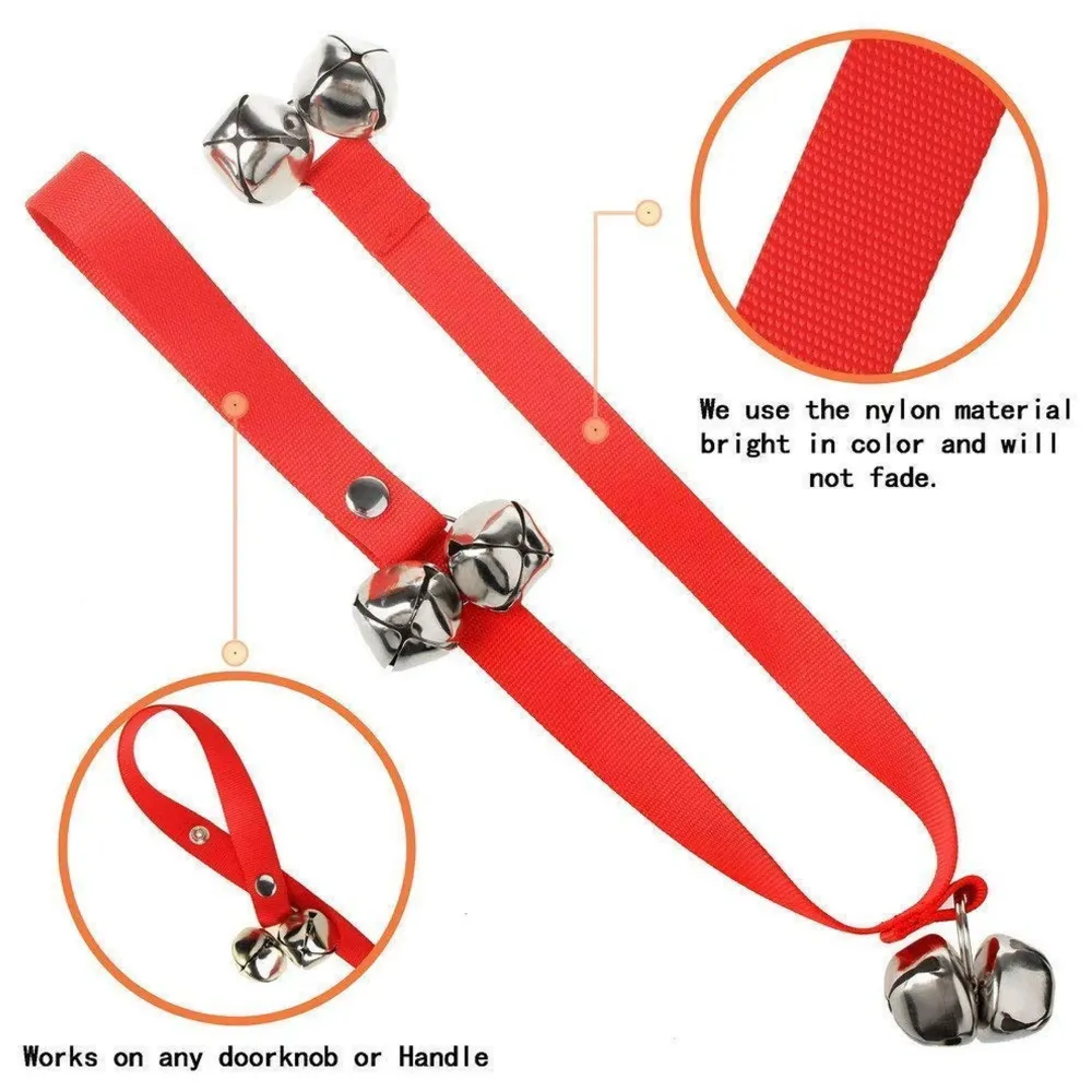 Dog Doorbells Training Potty Great Dog Bells Adjustable Door Bell Dog Bells for Potty Training Your Puppy The Easy Way Small and Large Breeds. (Red) - 6