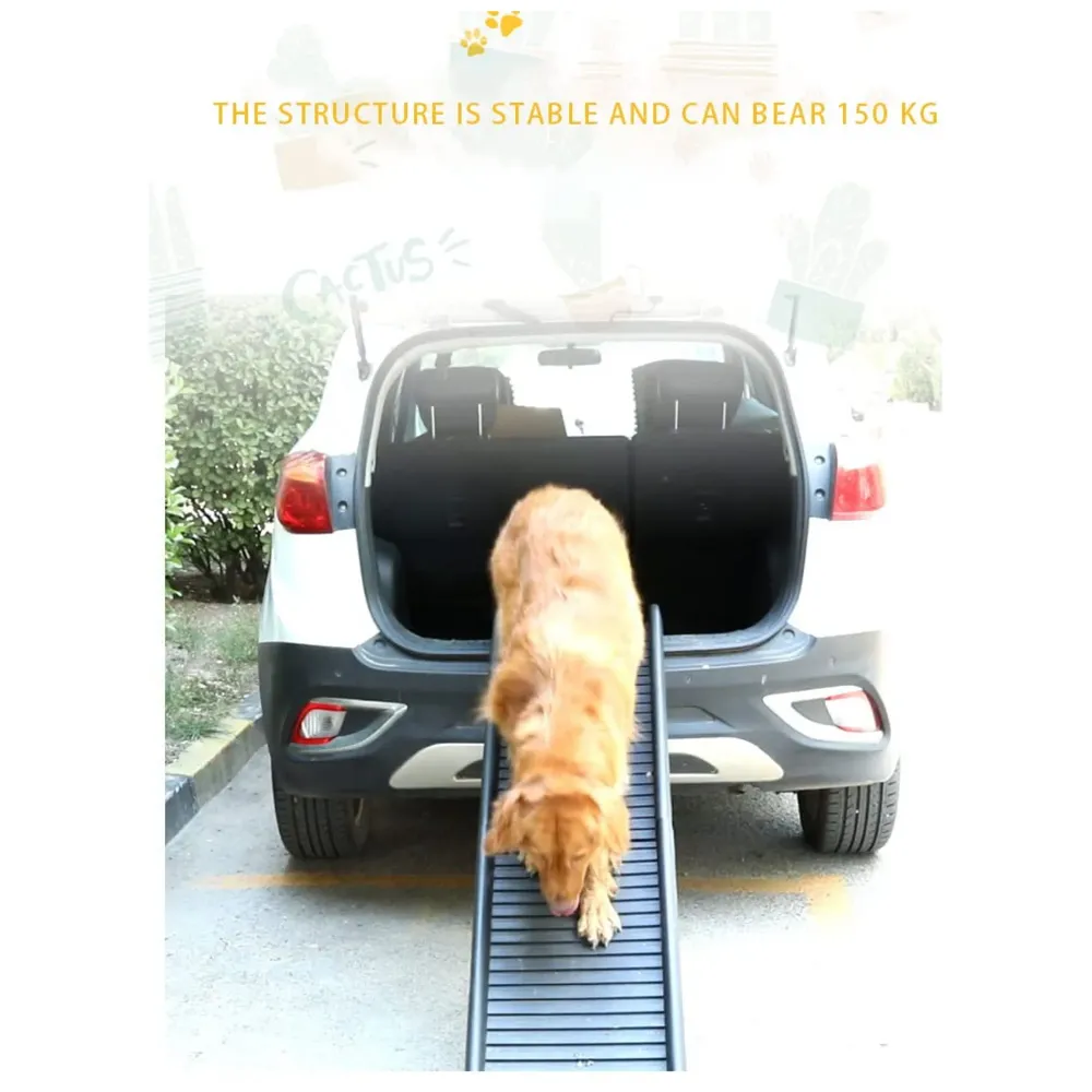 Foldable Dog Ramp for Cars and Homes, 4 Times Folding (15.5 x 10 Inch) for Storage, Pet Car Ramp Stairs, Vehicle Ramp 62 x 15.5 x 3.5 Inch for Big and Small Dogs