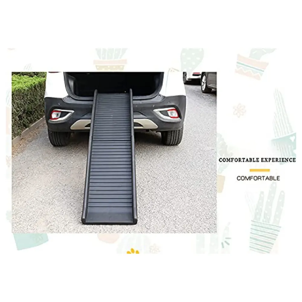 Foldable Dog Ramp for Cars and Homes, 4 Times Folding (15.5 x 10 Inch) for Storage, Pet Car Ramp Stairs, Vehicle Ramp 62 x 15.5 x 3.5 Inch for Big and Small Dogs