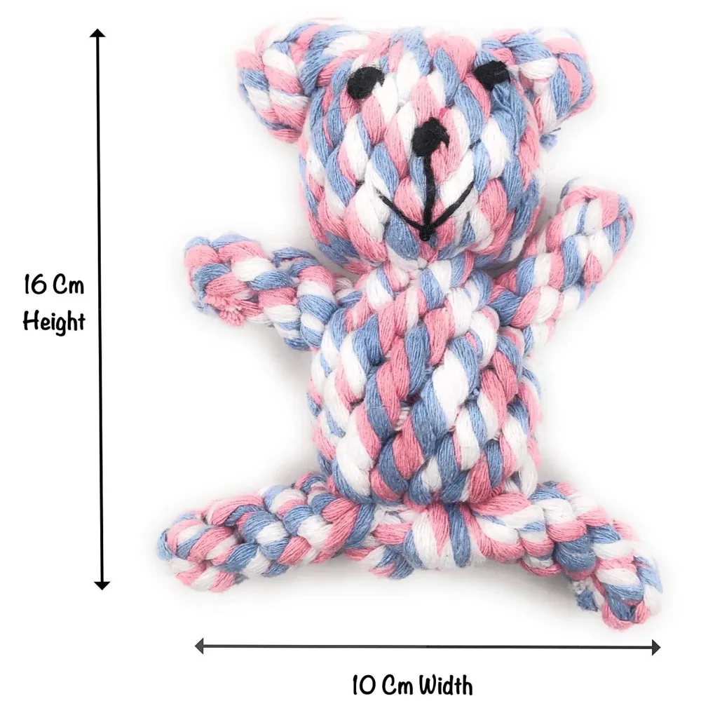 Dog Rope Toy Set Puppy Pet Chew Training Animal Design Durable Interactive Toys Dental Health Teeth Cleaning Toy for Small Medium Dog Biting Toys (Bear)
