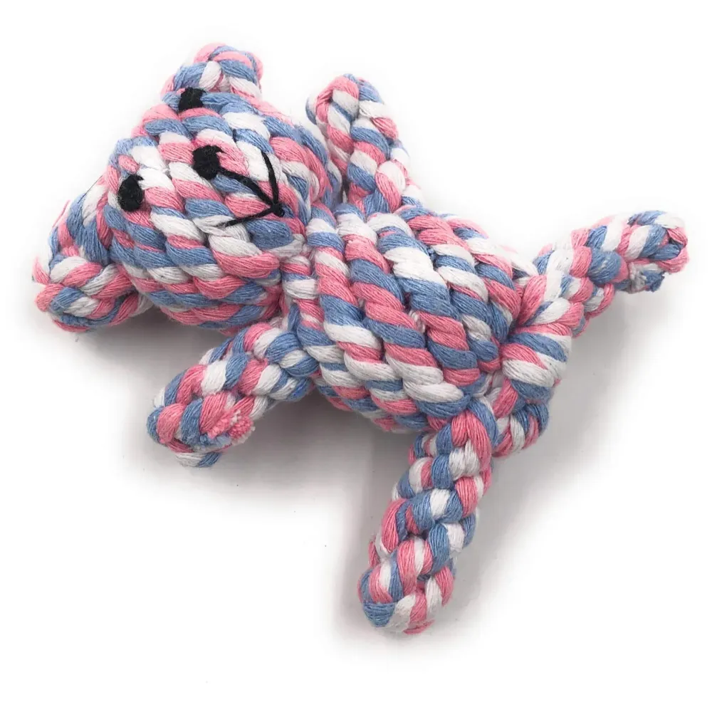 Dog Rope Toy Set Puppy Pet Chew Training Animal Design Durable Interactive Toys Dental Health Teeth Cleaning Toy for Small Medium Dog Biting Toys (Bear)