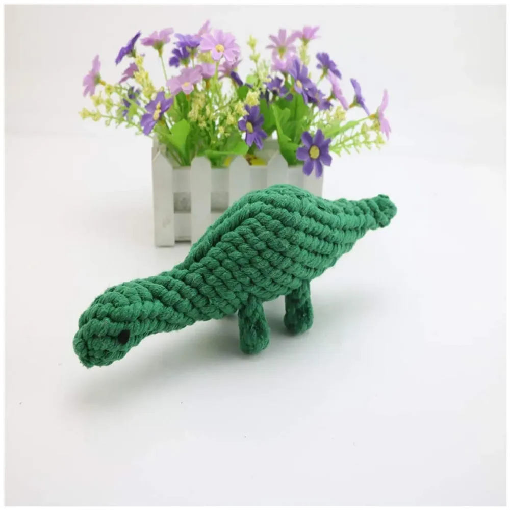 Dog Rope Toy Set Puppy Pet Chew Training Animal Design Durable Interactive Toys Dental Health Teeth Cleaning Toy for Small Medium Dog Biting Toys (Dinosaur)
