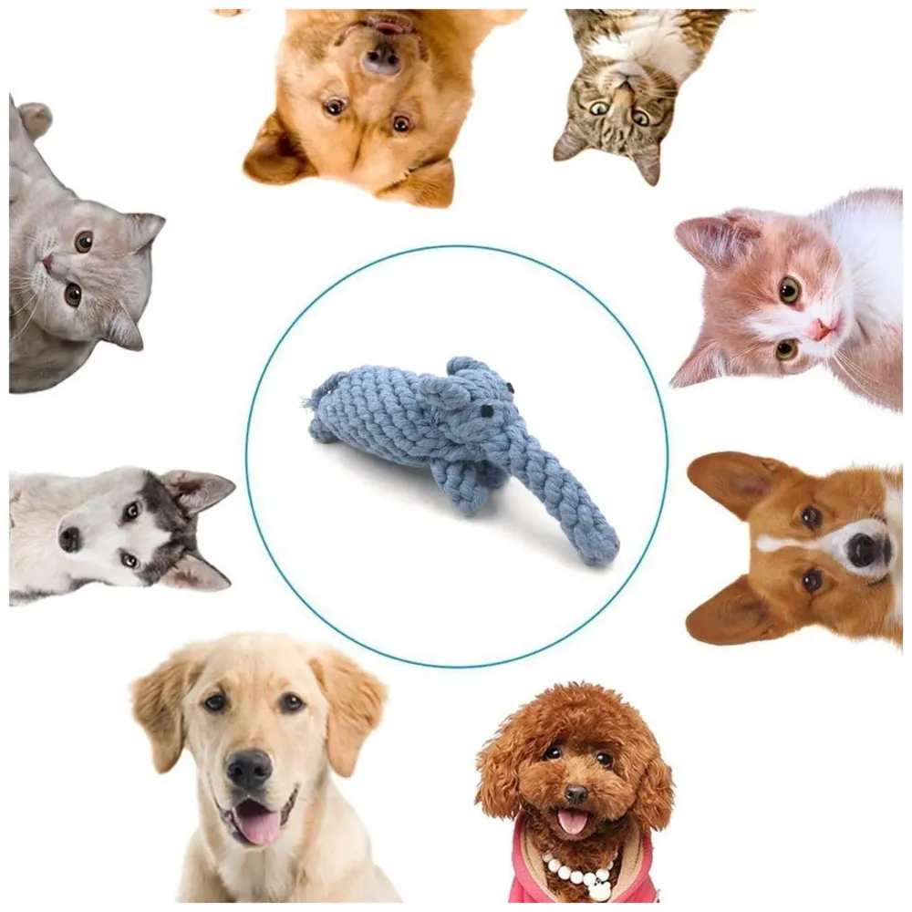 Dog Rope Toy Set Puppy Pet Chew Training Animal Design Durable Interactive Toys Dental Health Teeth Cleaning Toy for Small Medium Dog Biting Toys (Elephant)