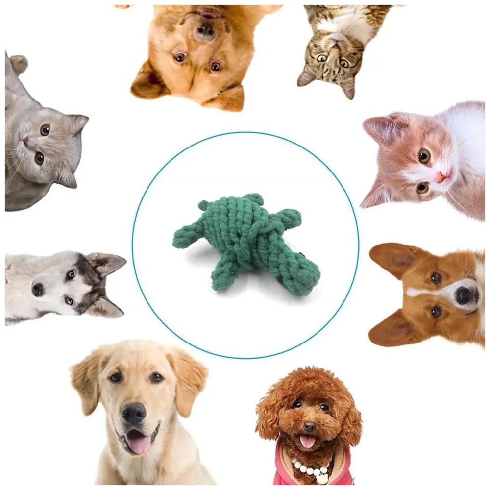 Dog Rope Toy Set Puppy Pet Chew Training Animal Design Durable Interactive Toys Dental Health Teeth Cleaning Toy for Small Medium Dog Biting Toys (Turtle)