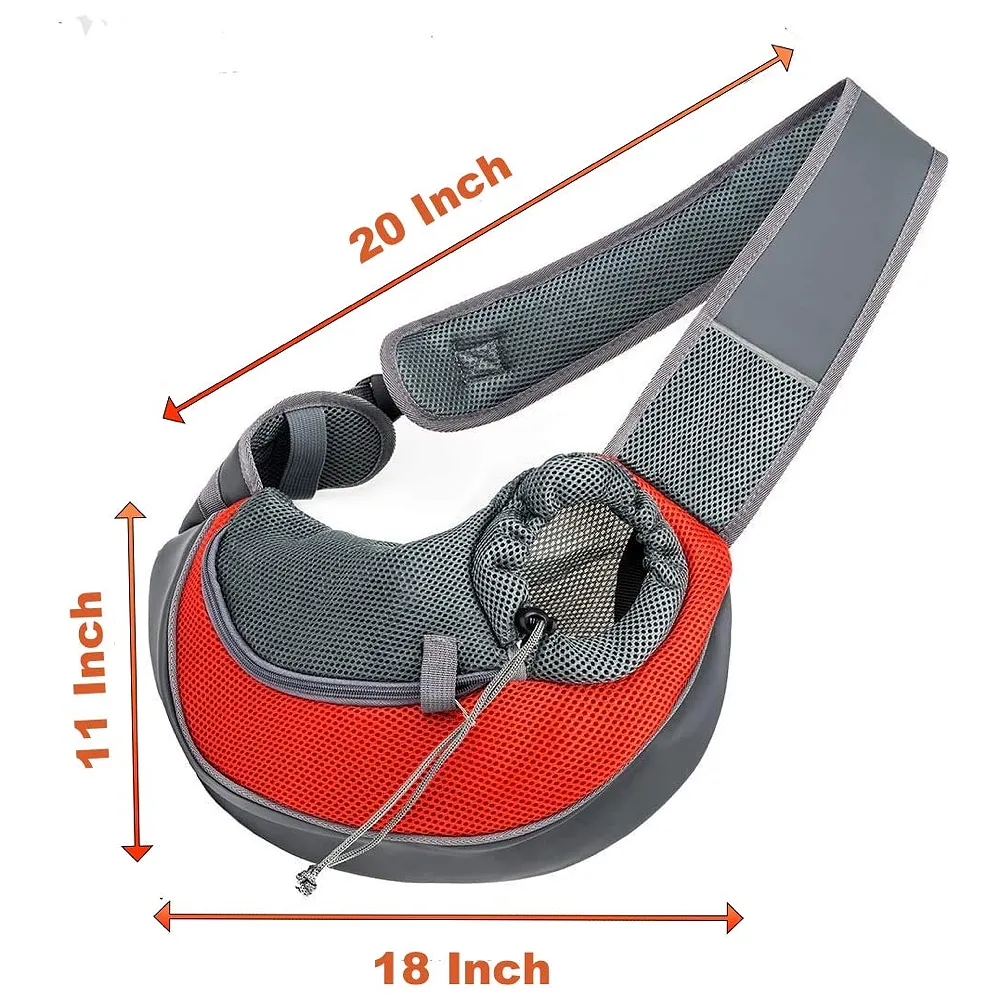 Pet Sling Carrier Bag 18 x 10 Inch Red for Dog Cat Upto 10 Kg Premium