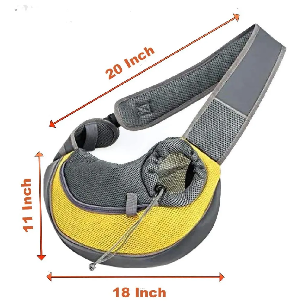 24x7 eMall® Pet Sling Carrier - Small Dog Cat Sling Pet Carrier Bag Safe Comfortable Adjustable Pouch Single Shoulder Carry Tote Handbag for Pets Upto 10 Kgs. (Yellow) 18 x10 Inch
