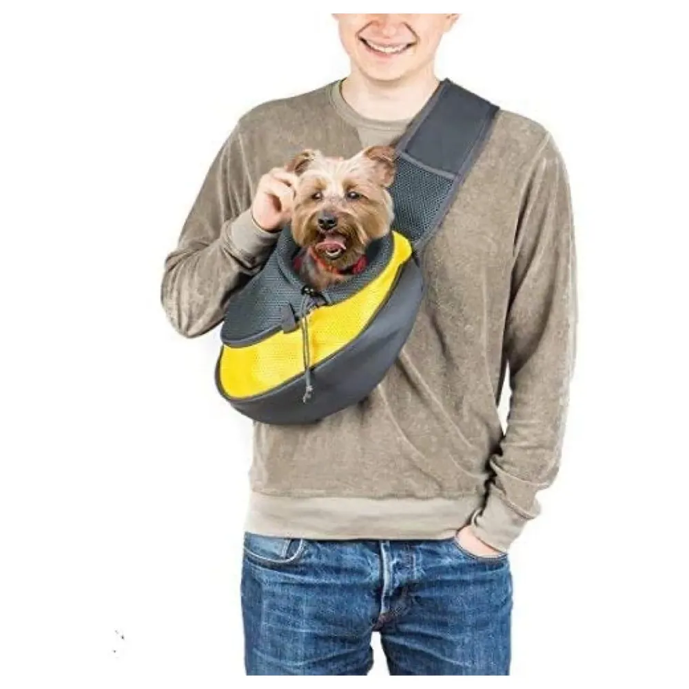 24x7 eMall® Pet Sling Carrier - Small Dog Cat Sling Pet Carrier Bag Safe Comfortable Adjustable Pouch Single Shoulder Carry Tote Handbag for Pets Upto 10 Kgs. (Yellow) 18 x10 Inch