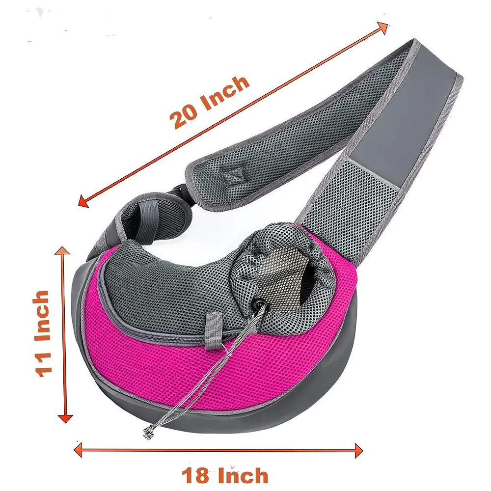 Pet Sling Carrier Bag 18 x 10 Inch Pink for Dog Cat Upto 10 Kg Premium